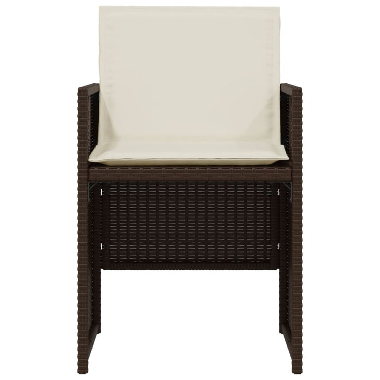 3-delige Bistroset met kussens poly rattan bruin