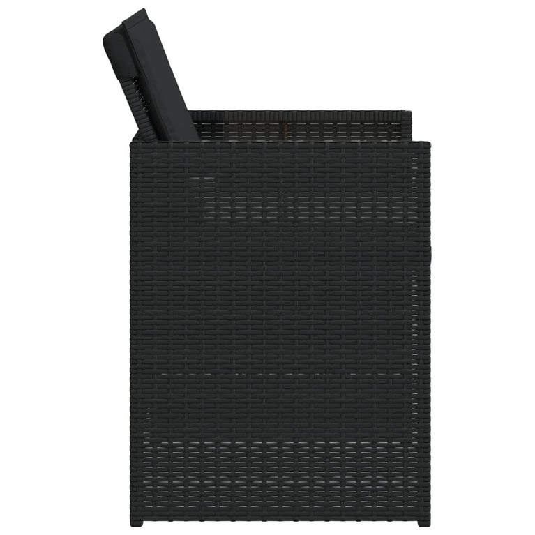 5-delige Tuinset met kussens poly rattan zwart