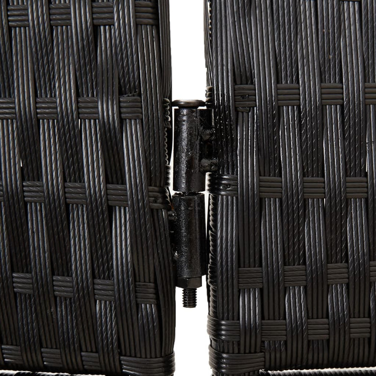 Kamerscherm 3 panelen poly rattan zwart