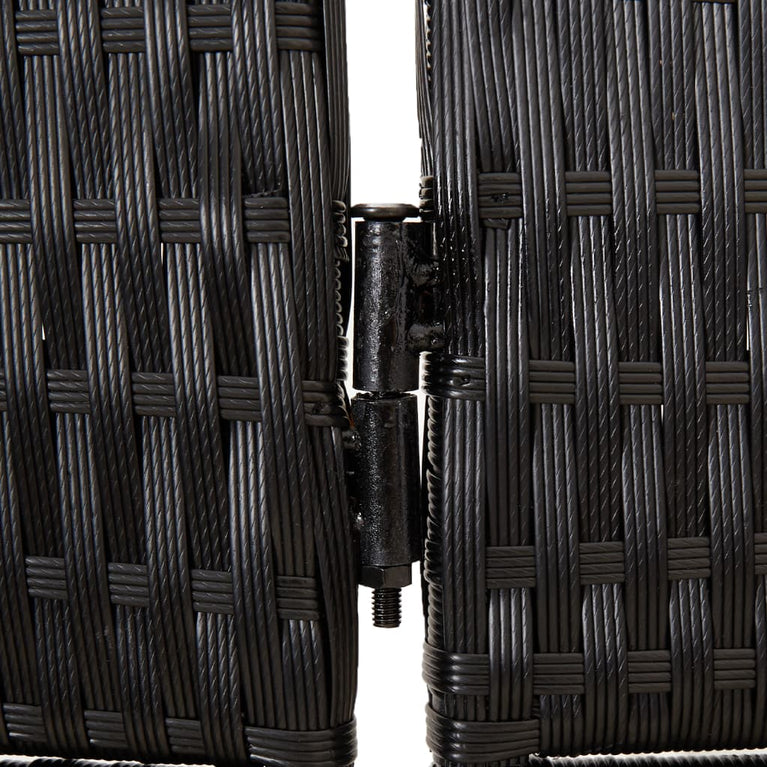 Kamerscherm 4 panelen poly rattan zwart