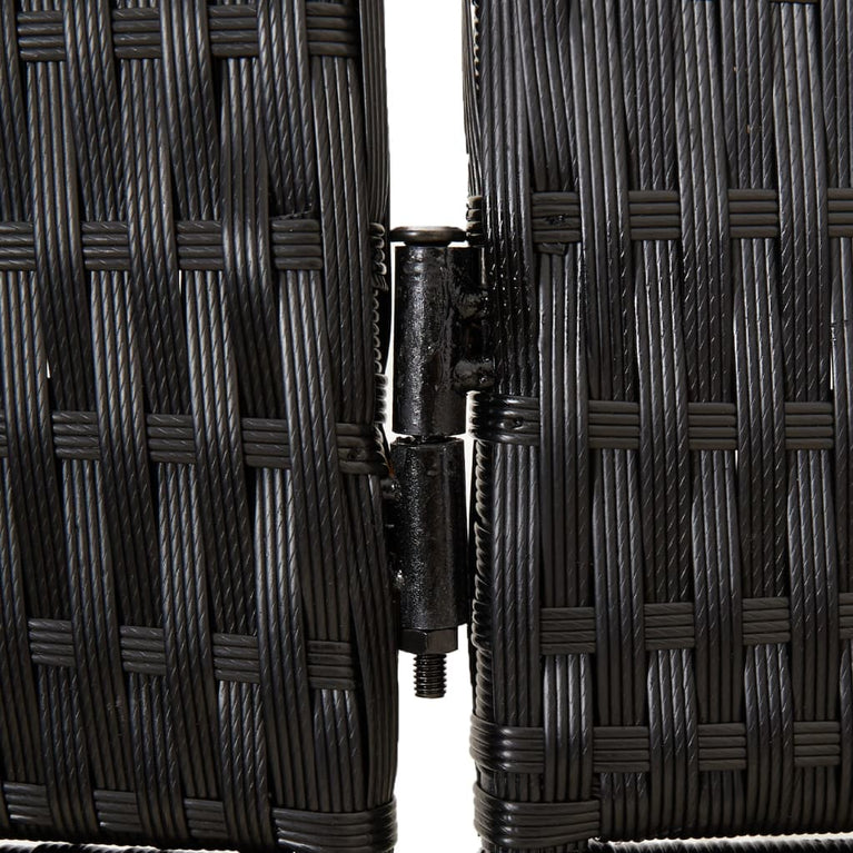 Kamerscherm 6 panelen poly rattan zwart