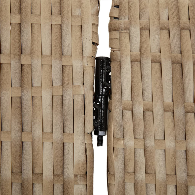 Kamerscherm 6 panelen poly rattan beige