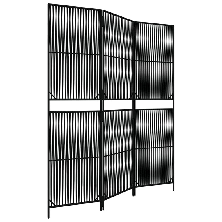 Kamerscherm 3 panelen poly rattan zwart