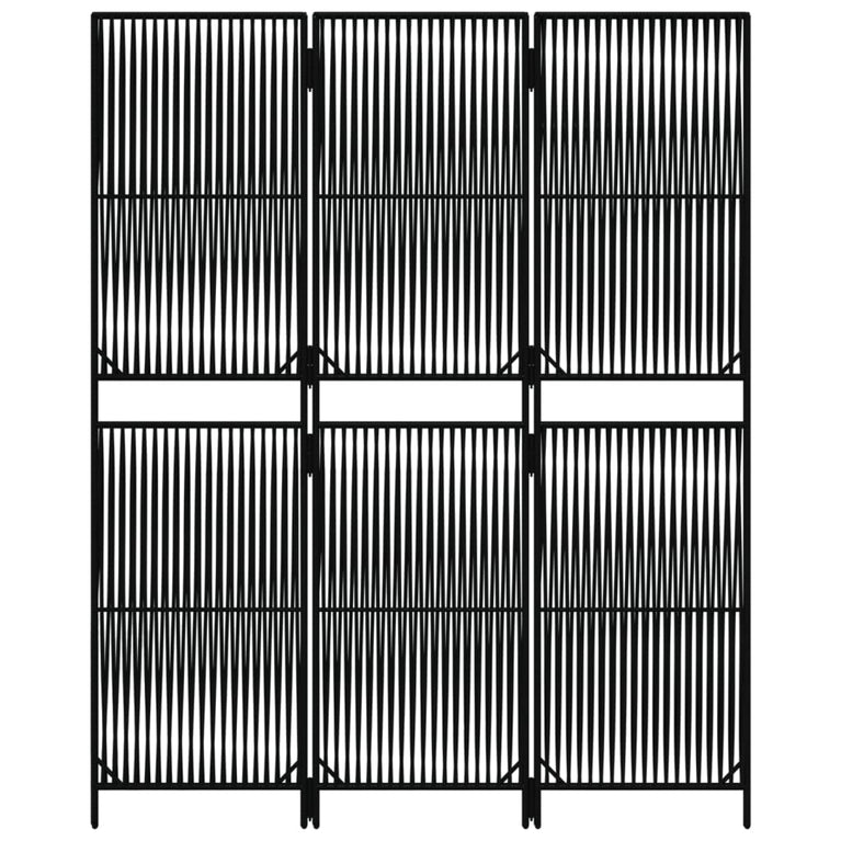 Kamerscherm 3 panelen poly rattan zwart