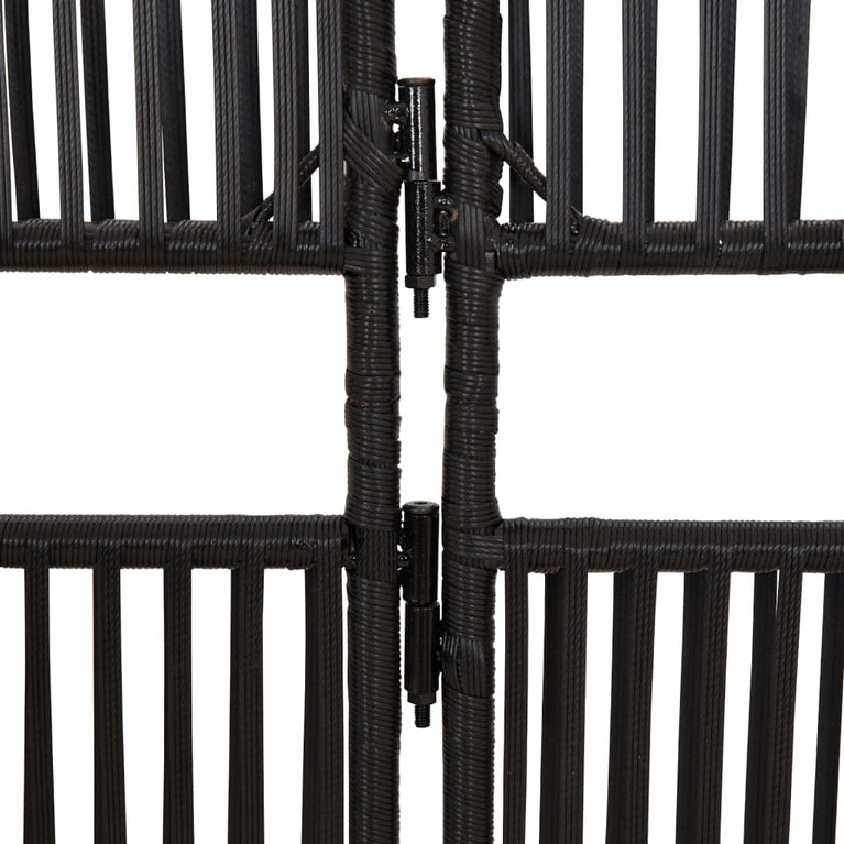 Kamerscherm 3 panelen poly rattan zwart