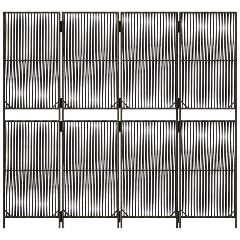 Kamerscherm 4 panelen poly rattan grijs