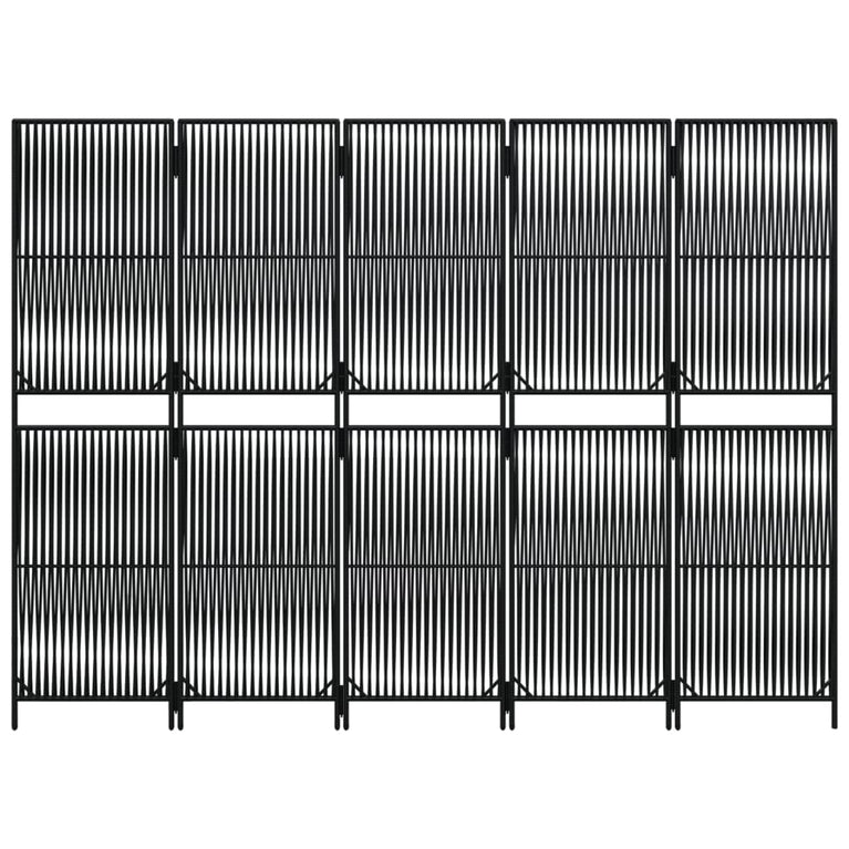 Kamerscherm 5 panelen poly rattan zwart