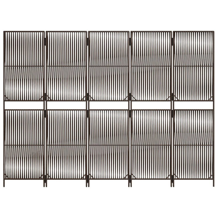 Kamerscherm 5 panelen poly rattan bruin