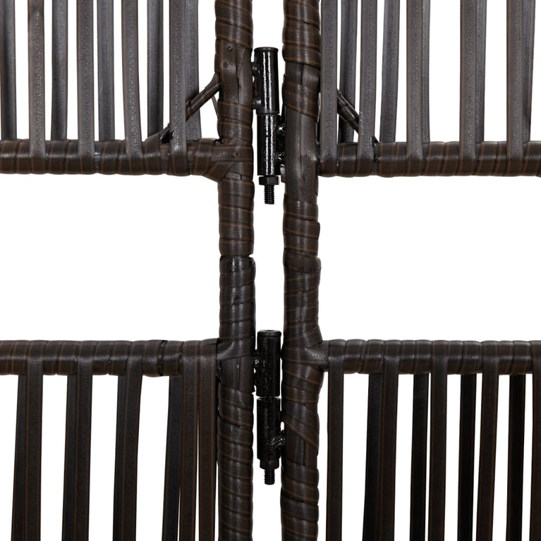 Kamerscherm 5 panelen poly rattan bruin
