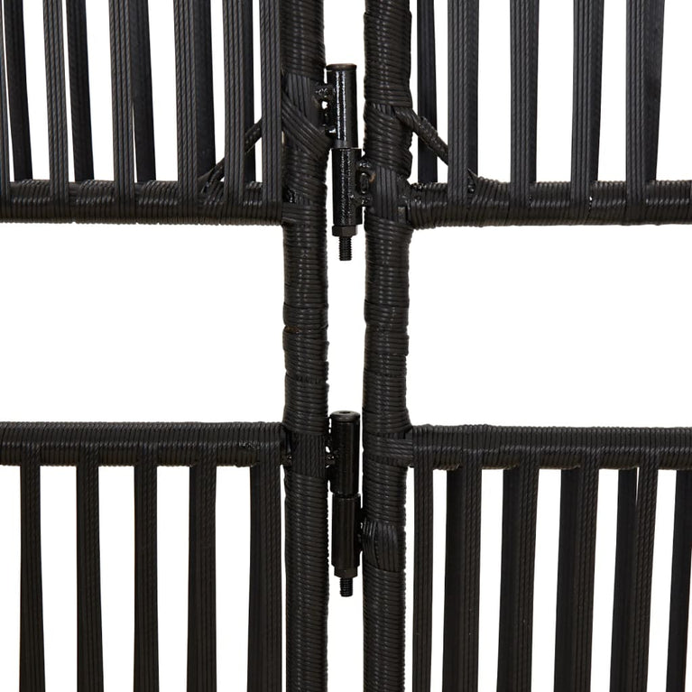 Kamerscherm 6 panelen poly rattan zwart
