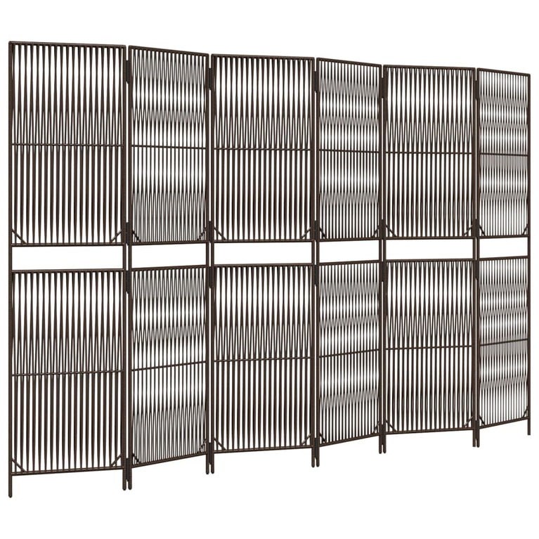 Kamerscherm 6 panelen poly rattan bruin