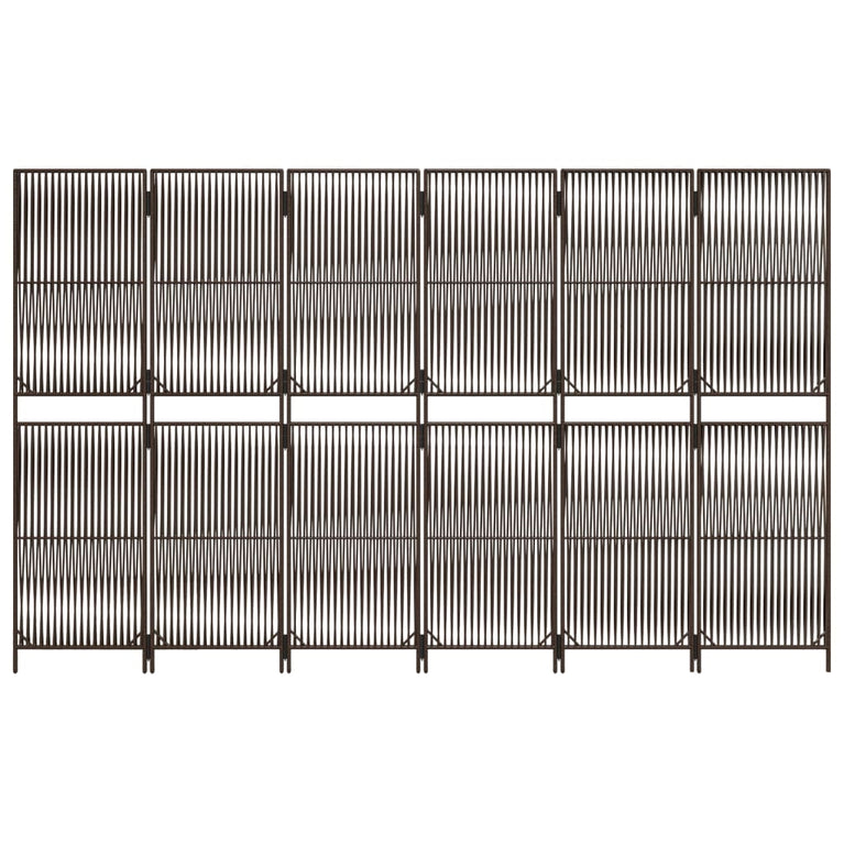 Kamerscherm 6 panelen poly rattan bruin