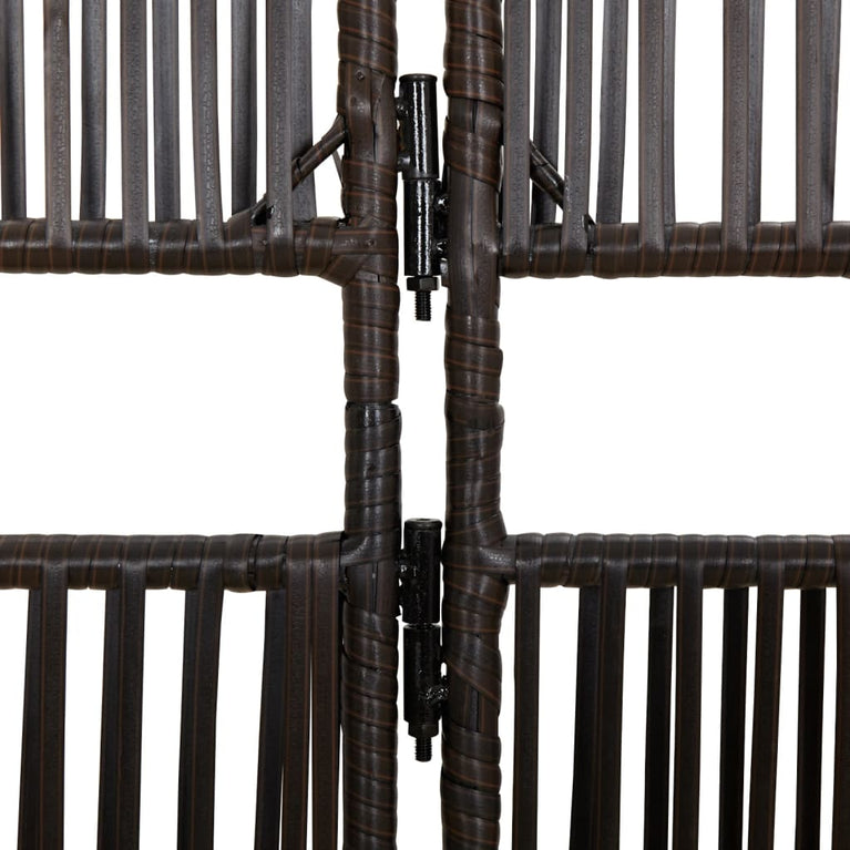 Kamerscherm 6 panelen poly rattan bruin