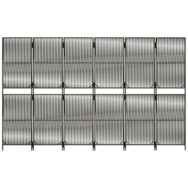 Kamerscherm 6 panelen poly rattan grijs