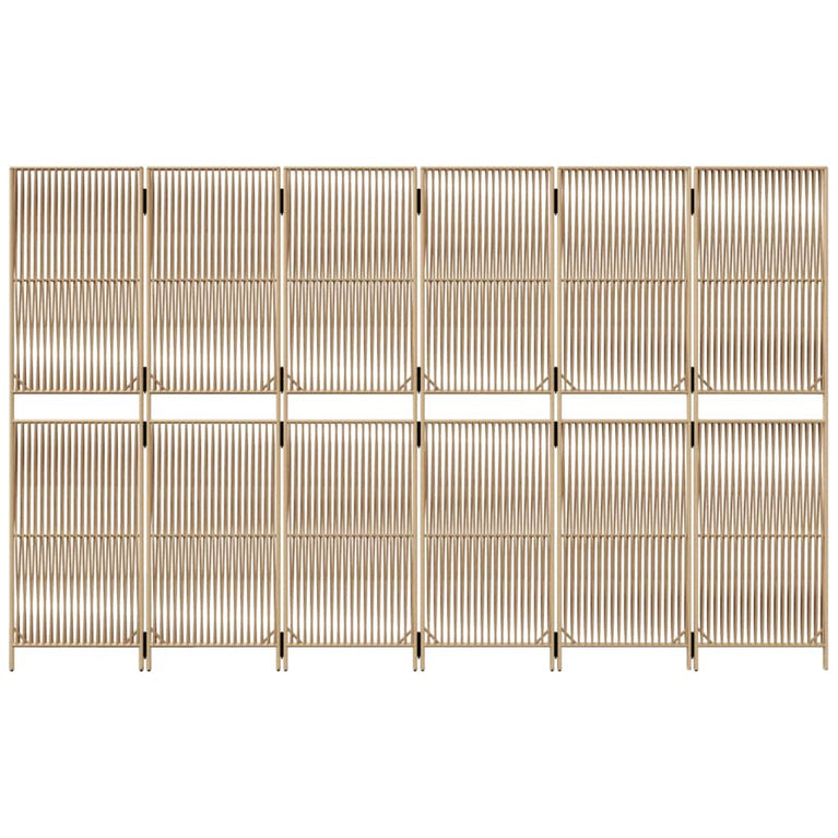 Kamerscherm 6 panelen poly rattan beige