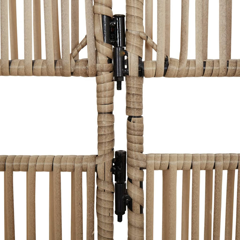 Kamerscherm 6 panelen poly rattan beige
