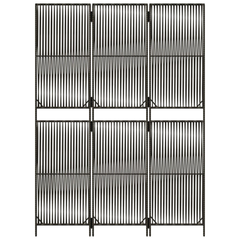 Kamerscherm 3 panelen poly rattan grijs