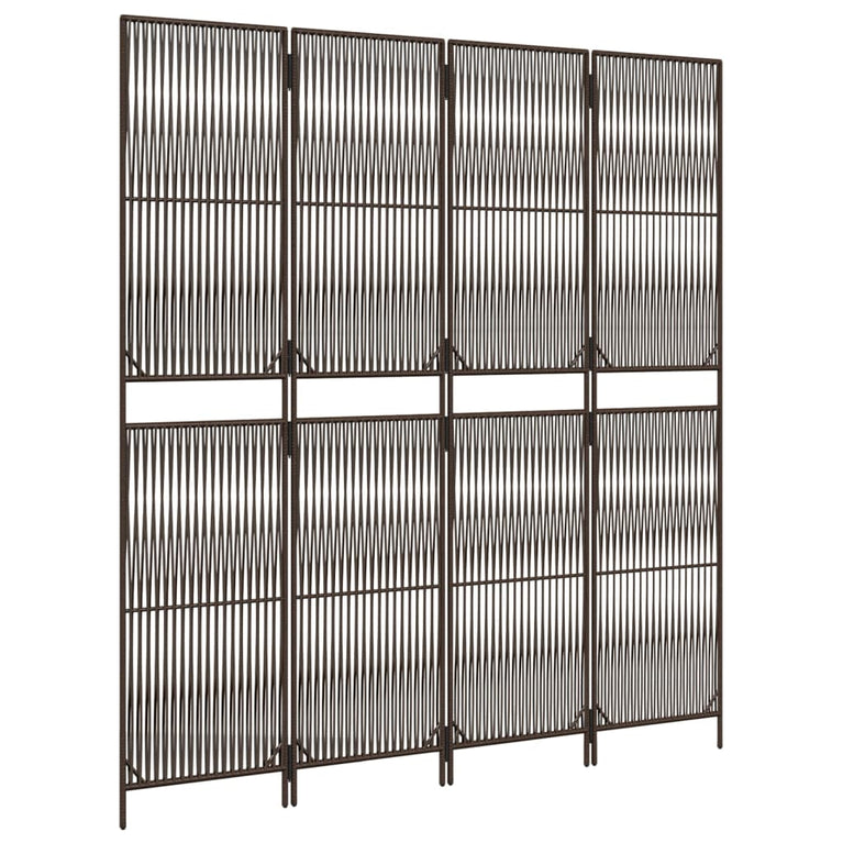 Kamerscherm 4 panelen poly rattan bruin