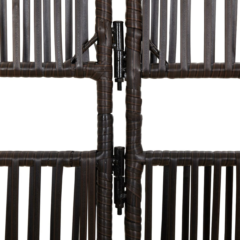Kamerscherm 4 panelen poly rattan bruin
