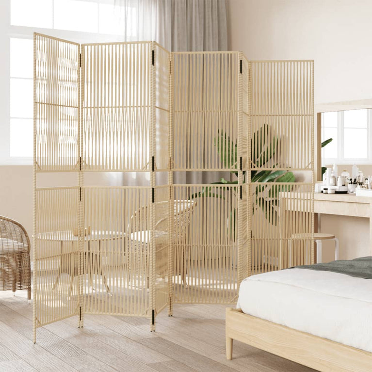 Kamerscherm 6 panelen poly rattan beige