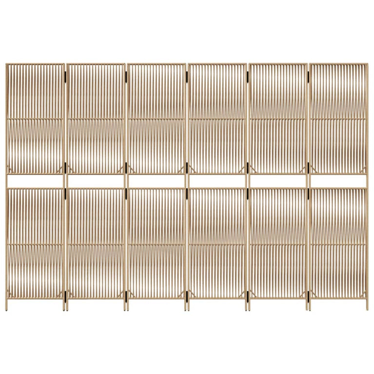 Kamerscherm 6 panelen poly rattan beige