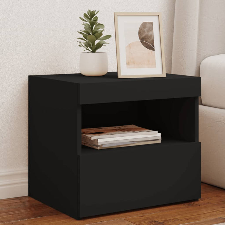 Nachtkastjes met LED-verlichting 2 st 50x40x45 cm zwart