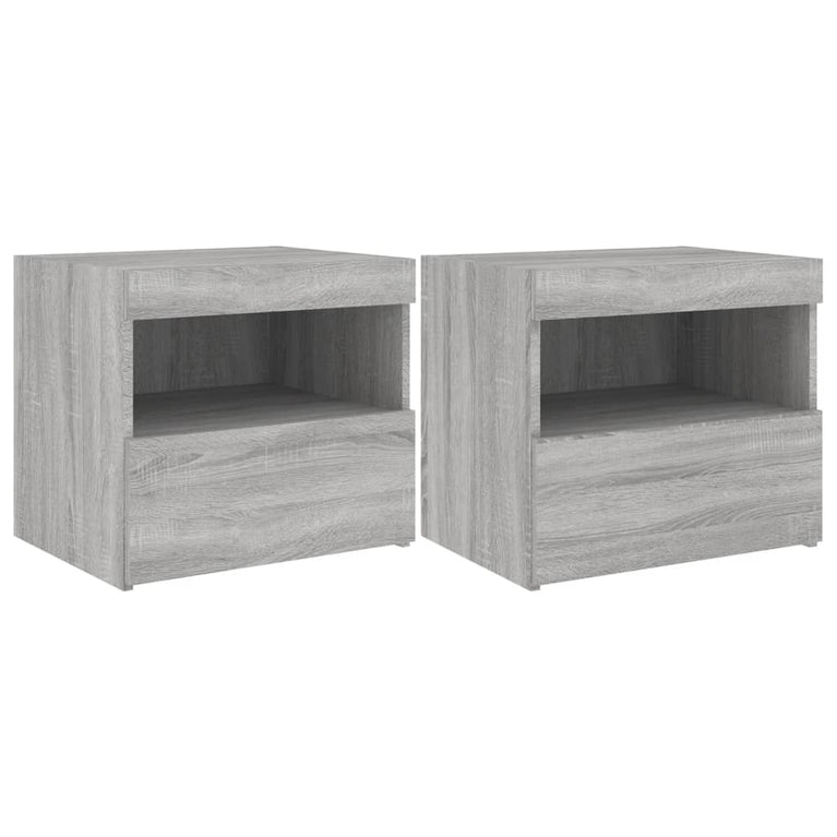 Nachtkastjes met LED-verlichting 2 st 50x40x45 cm grijs sonoma