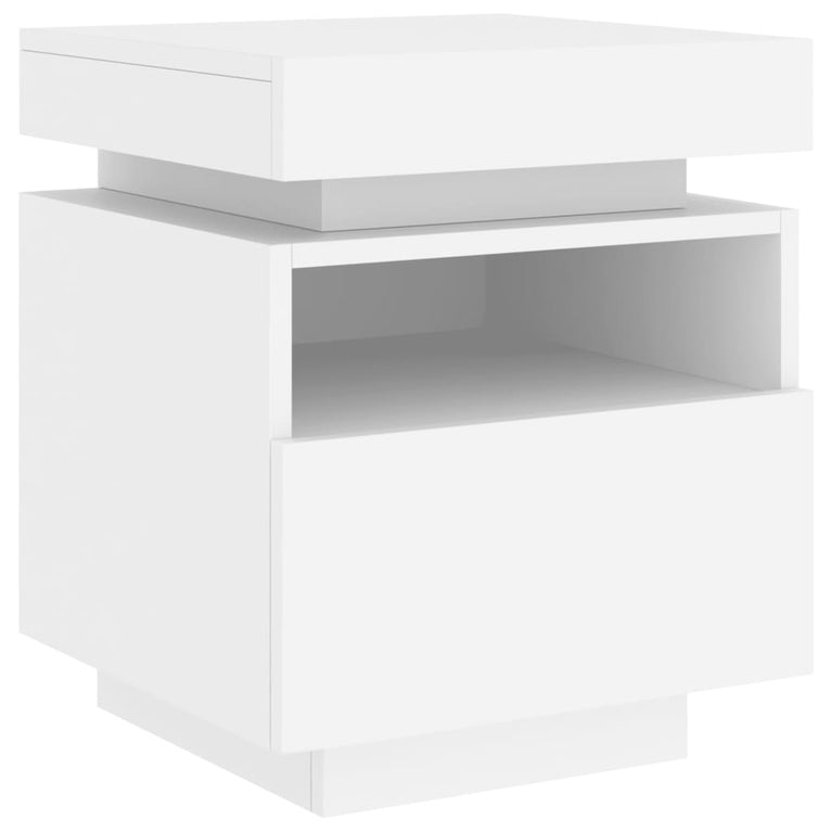 Nachtkastjes met LED-verlichting 2 st 40x39x48,5 cm wit MeubelReus