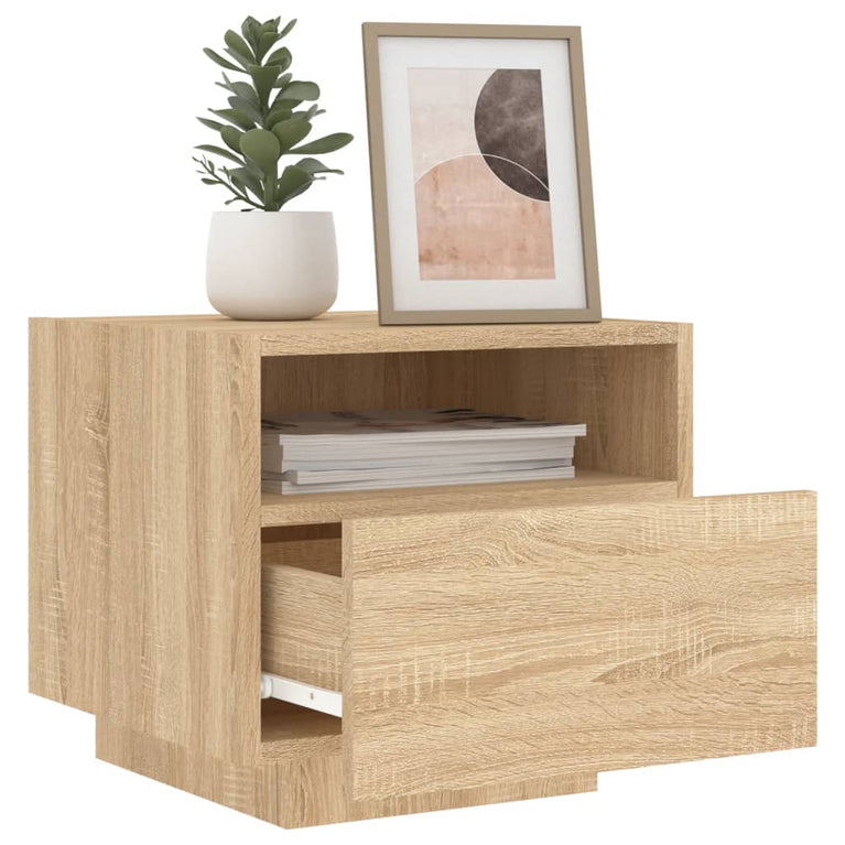 Nachtkastjes met LED-verlichting 2 st 40x39x37 cm sonoma eiken