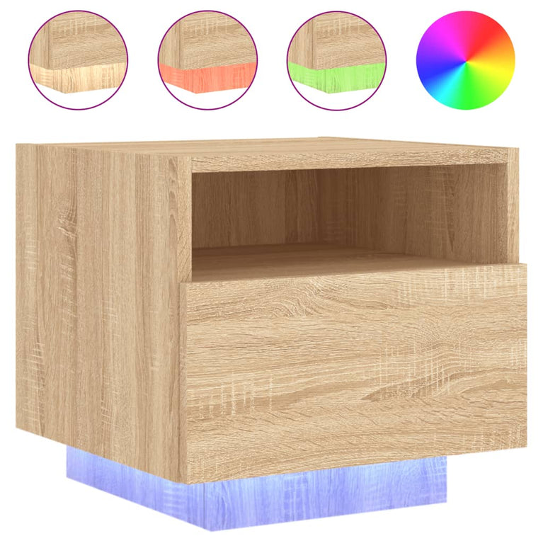 Nachtkastjes met LED-verlichting 2 st 40x39x37 cm sonoma eiken