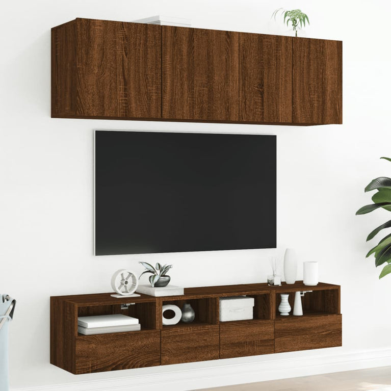 Tv-wandmeubels 2 st 40x30x30 cm bewerkt hout bruineikenkleurig