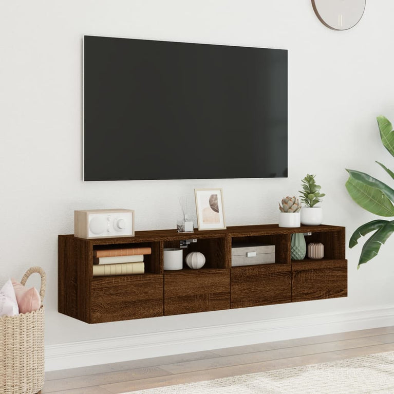 Tv-wandmeubels 2 st 60x30x30 cm bewerkt hout bruineikenkleurig