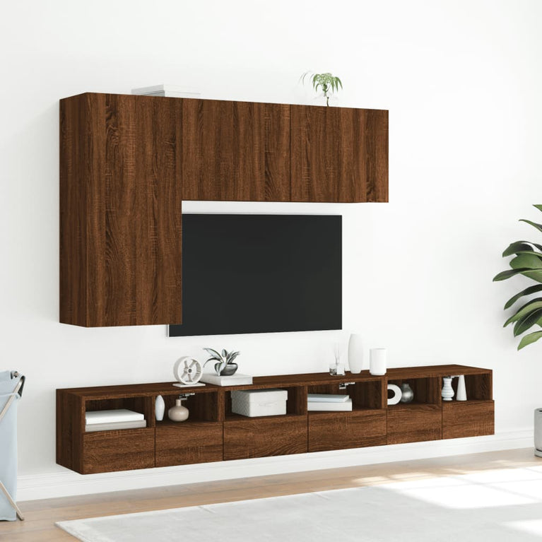 Tv-wandmeubels 2 st 60x30x30 cm bewerkt hout bruineikenkleurig