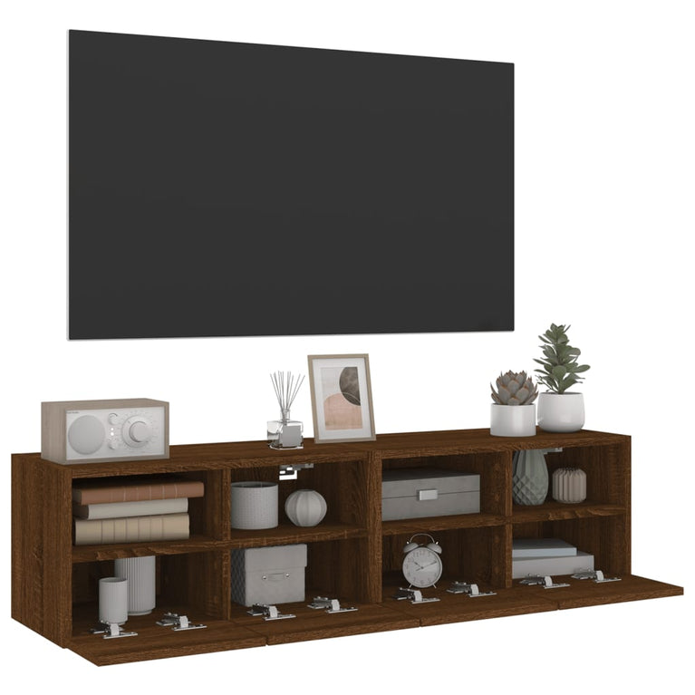 Tv-wandmeubels 2 st 60x30x30 cm bewerkt hout bruineikenkleurig