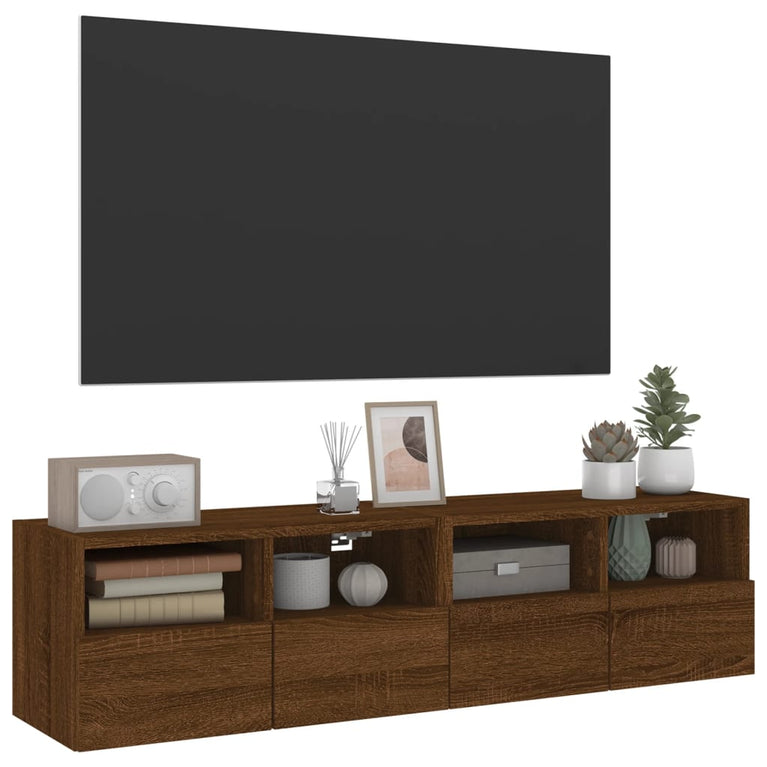 Tv-wandmeubels 2 st 60x30x30 cm bewerkt hout bruineikenkleurig