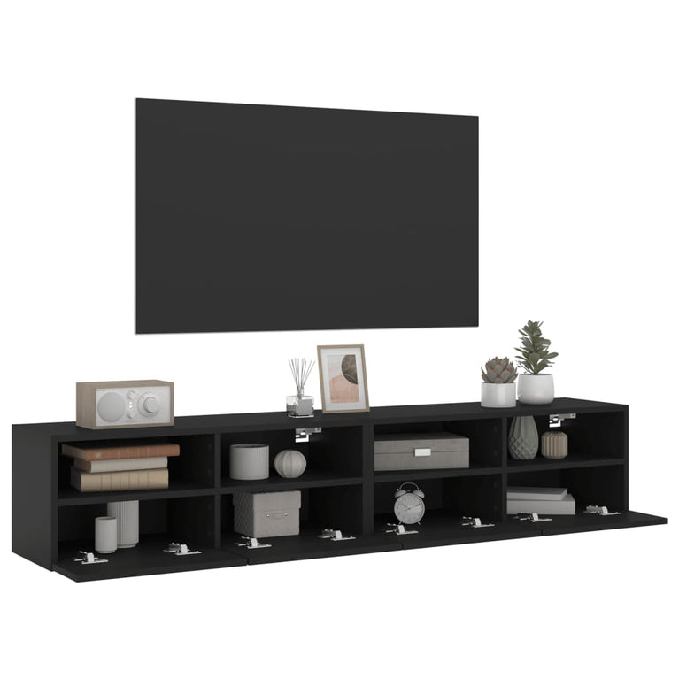 Tv-wandmeubels 2 st 80x30x30 cm bewerkt hout zwart