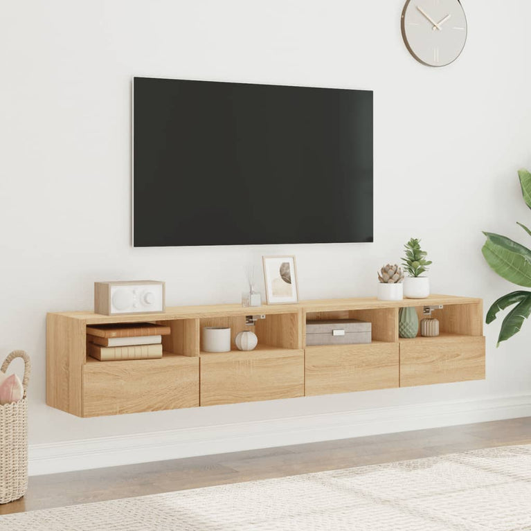 Tv-wandmeubels 2 st 80x30x30 cm bewerkt hout sonoma eikenkleur
