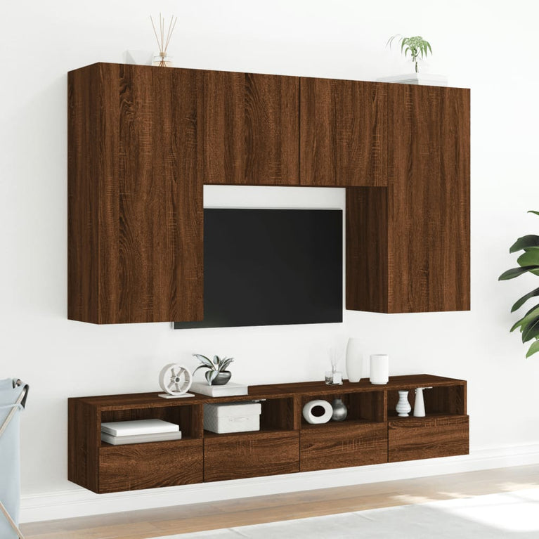 Tv-wandmeubel 80x30x30 cm bewerkt hout bruineikenkleurig