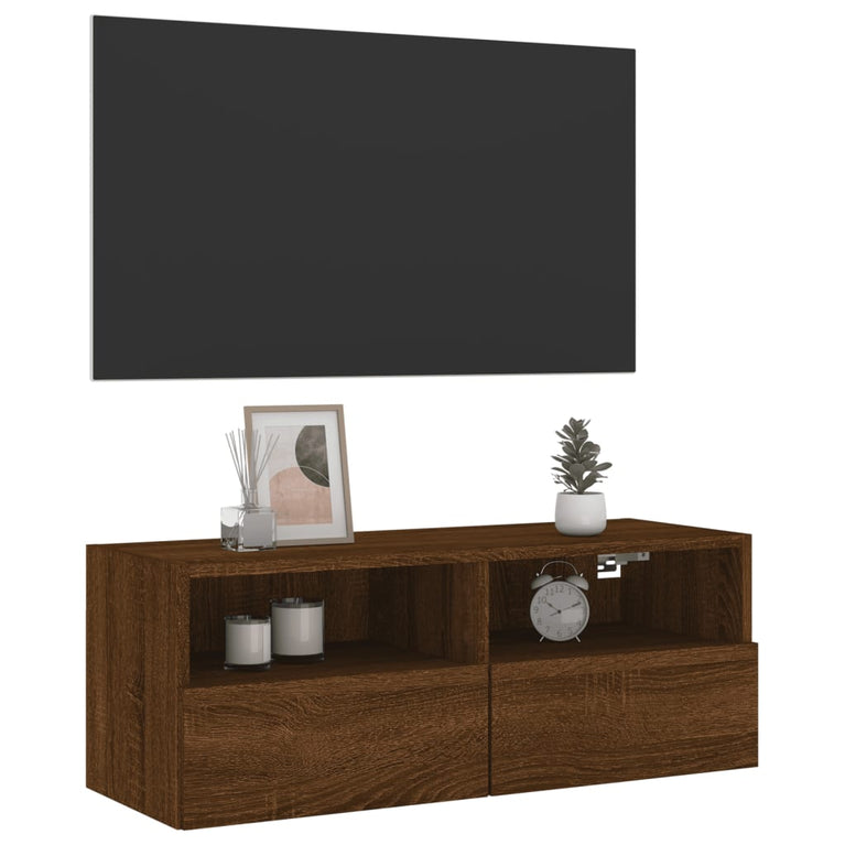 Tv-wandmeubel 80x30x30 cm bewerkt hout bruineikenkleurig