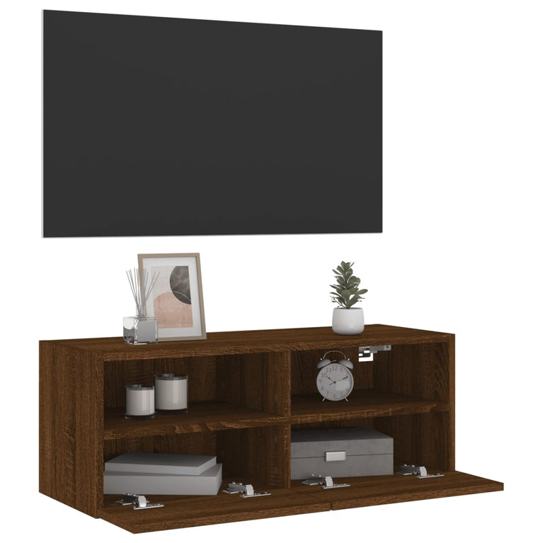 Tv-wandmeubel 80x30x30 cm bewerkt hout bruineikenkleurig