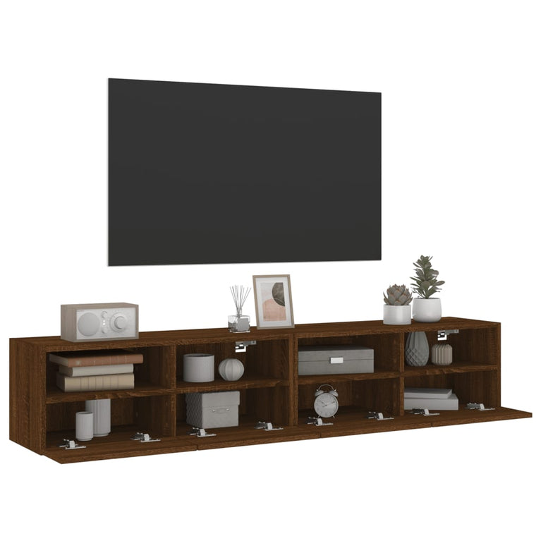 Tv-wandmeubels 2 st 80x30x30 cm bewerkt hout bruineikenkleurig