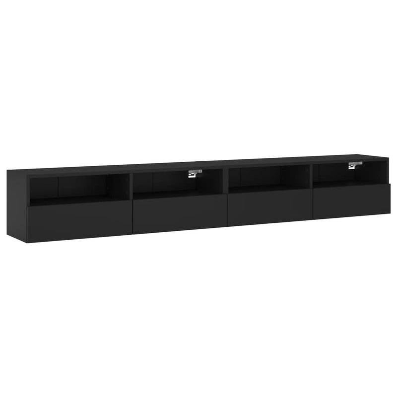 Tv-wandmeubels 2 st 100x30x30 cm bewerkt hout zwart