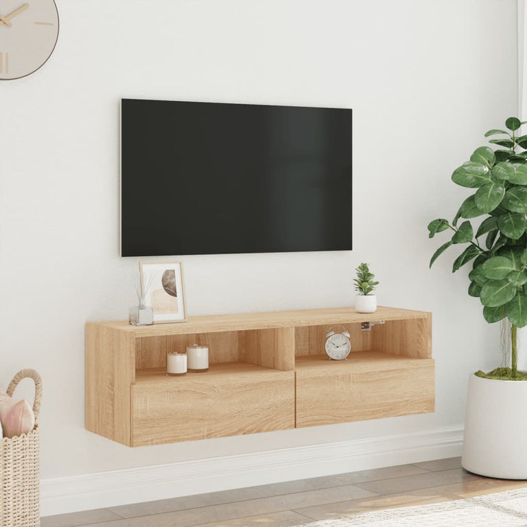 Tv-wandmeubel 100x30x30 cm bewerkt hout sonoma eikenkleurig