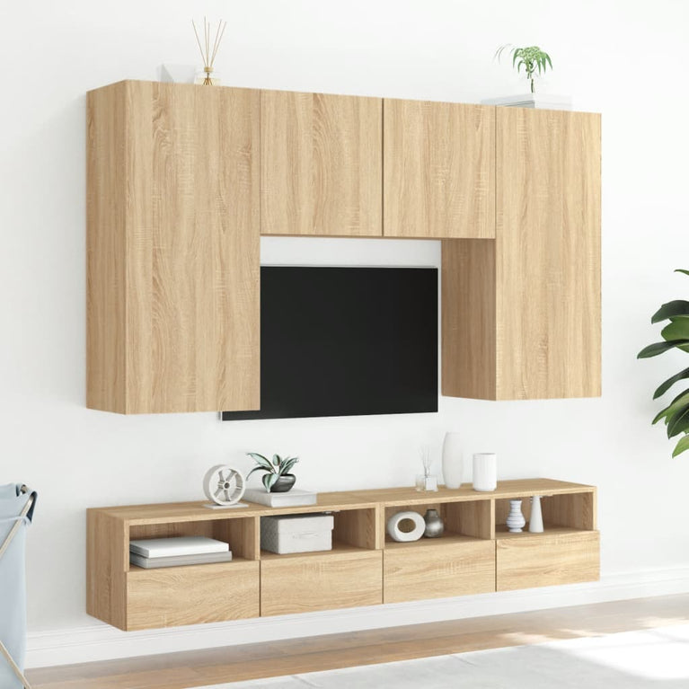Tv-wandmeubel 100x30x30 cm bewerkt hout sonoma eikenkleurig