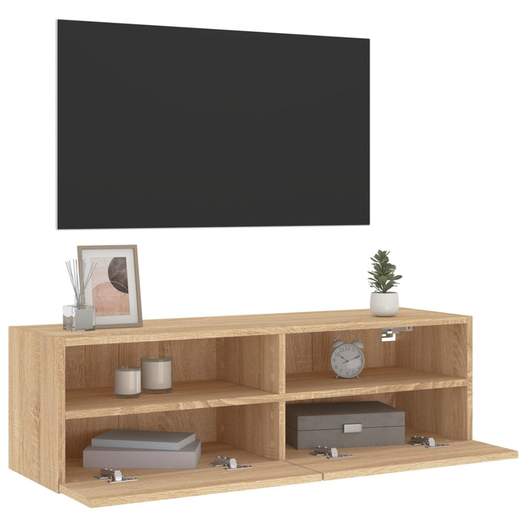 Tv-wandmeubel 100x30x30 cm bewerkt hout sonoma eikenkleurig