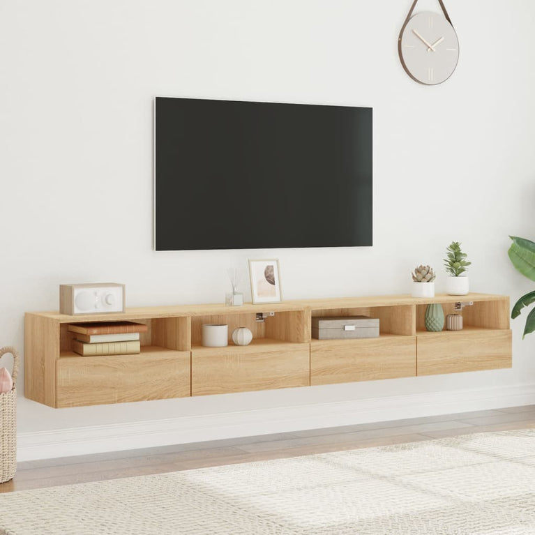 Tv-wandmeubels 2 st 100x30x30 cm hout sonoma eikenkleurig