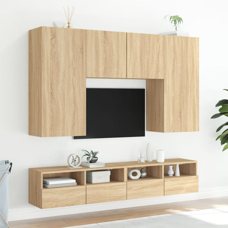 Tv-wandmeubels 2 st 100x30x30 cm hout sonoma eikenkleurig