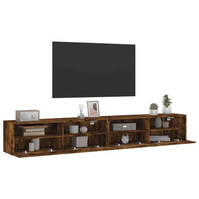 Tv-wandmeubels 2 st 100x30x30 cm bewerkt hout gerookt eiken