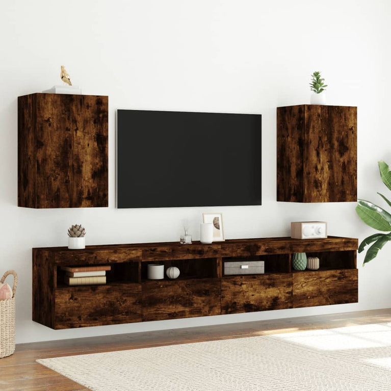 Tv-wandmeubels 2 st 40,5x30x60 cm bewerkt hout gerookt eiken