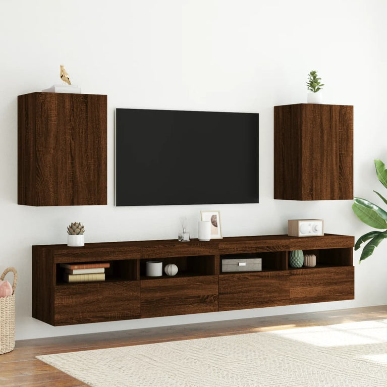 Tv-wandmeubels 2 st 40,5x30x60 cm bewerkt hout bruineikenkleur